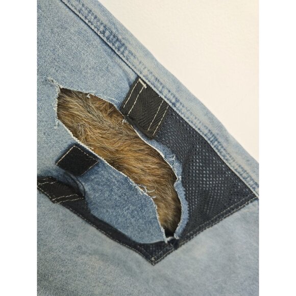 Lee Pipes Upcycle Vintage Y2K 90s Distressed Skater Wide Leg Unisex Jeans 0 2 XS - Picture 3 of 10